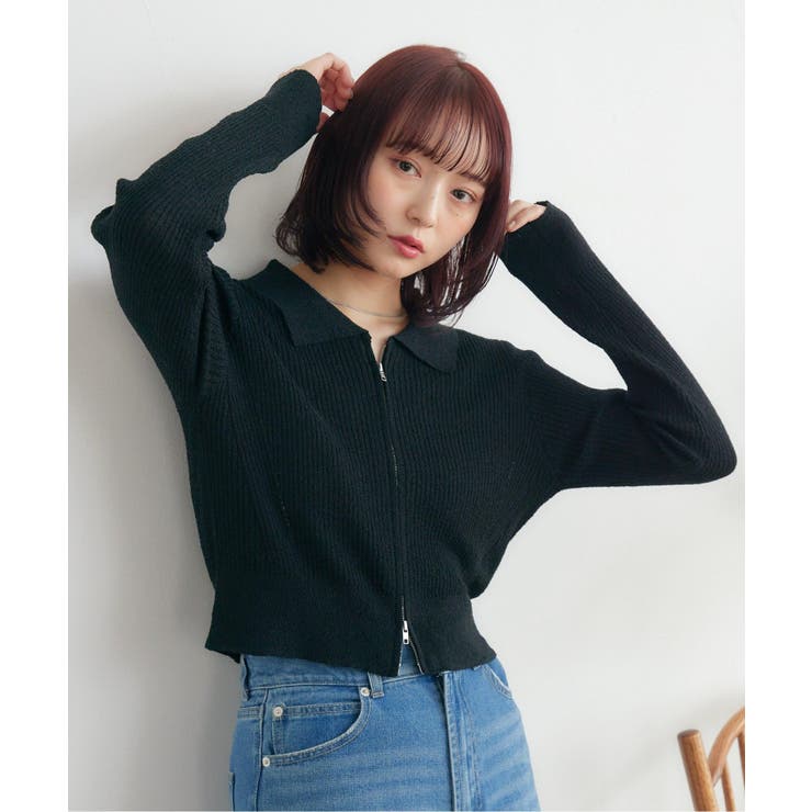 BLK1 | 襟ZIPカーデ | RETRO GIRL