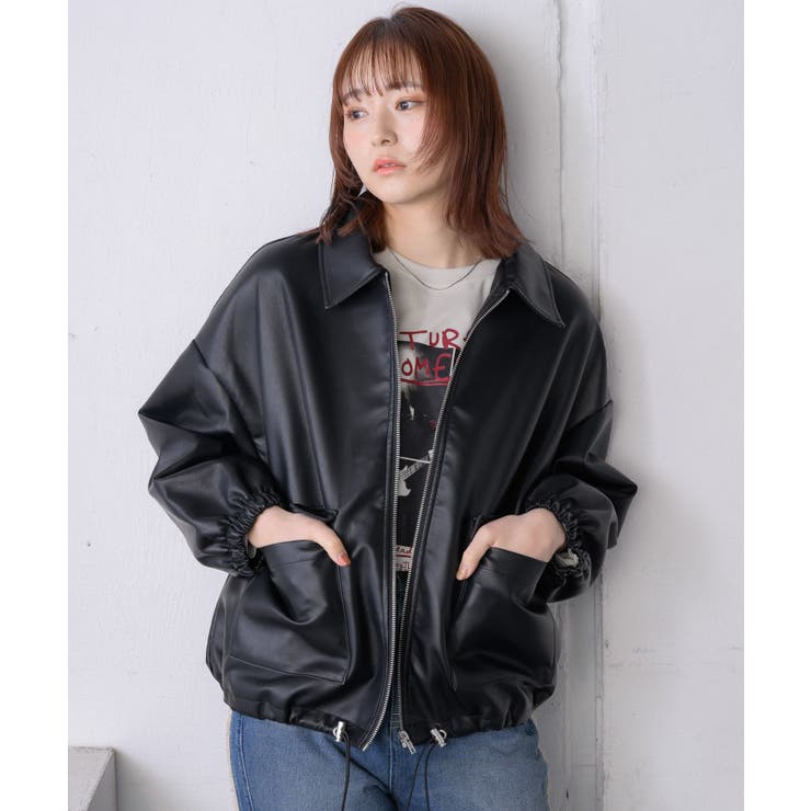 裾ドロストFレザーJK[品番：RTGW0007812]｜RETRO GIRL（レトロガール