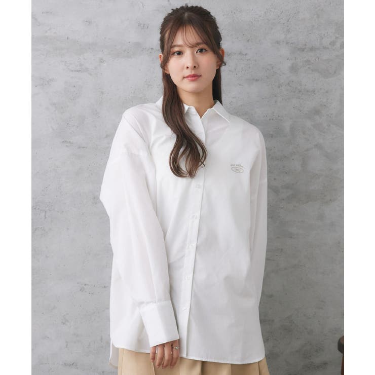 WHT1 | 胸刺繍BIGシャツ | RETRO GIRL