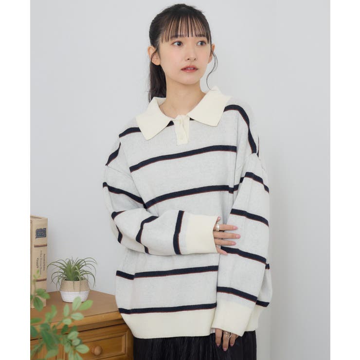 P/WHT | 柄アソートポロニット | RETRO GIRL