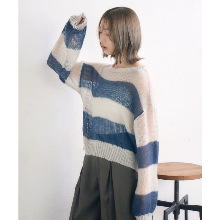 B/BLU | モヘアボーダーNT | RETRO GIRL