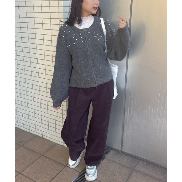 ビジューZIPカーデ[品番：RTGW0008658]｜RETRO GIRL（レトロガール）の