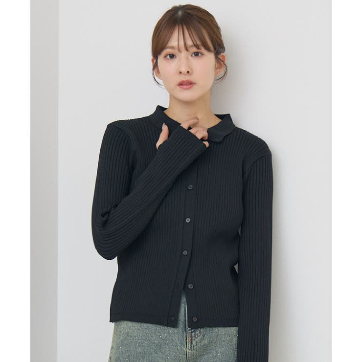BLK1 | 襟付チビボタンカーデ | RETRO GIRL