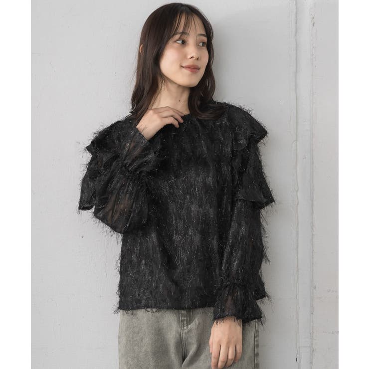 BLK1 | フェザー肩フリルBL | RETRO GIRL