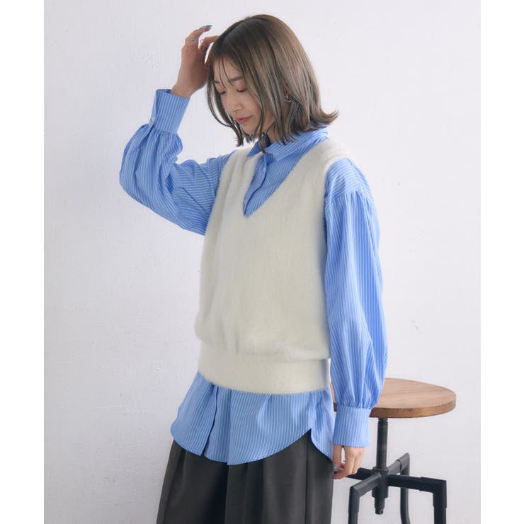 シャギーベストSETシャツ | RETRO GIRL | 詳細画像18 