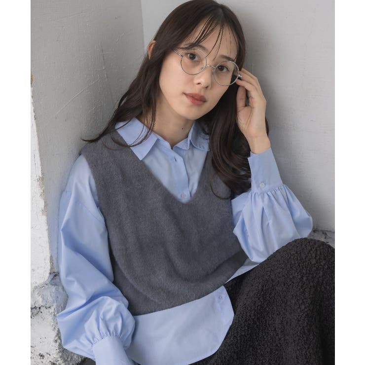 シャギーベストSETシャツ | RETRO GIRL | 詳細画像2 