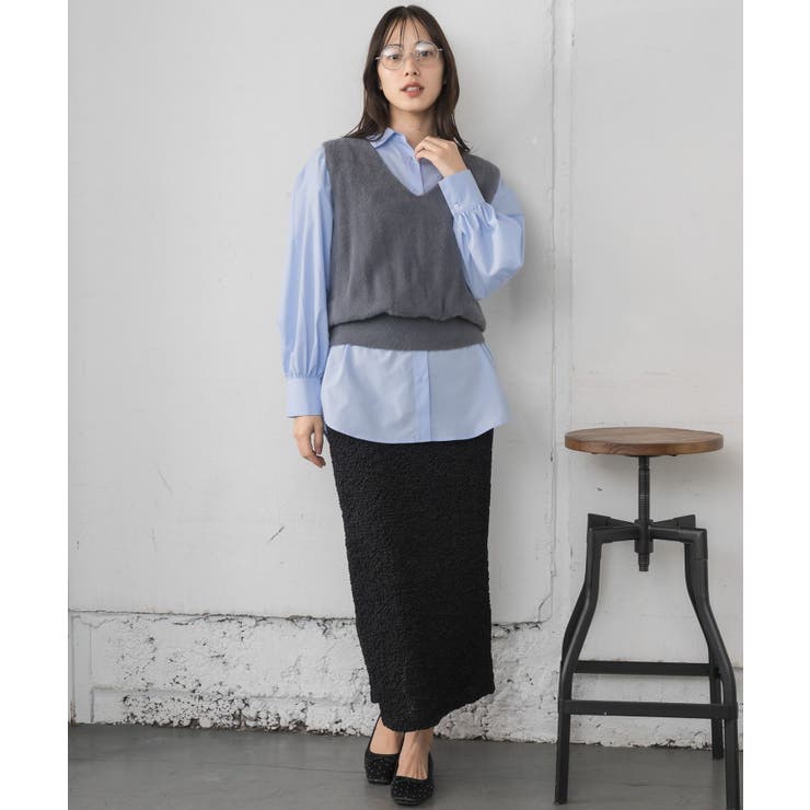 シャギーベストSETシャツ | RETRO GIRL | 詳細画像3 