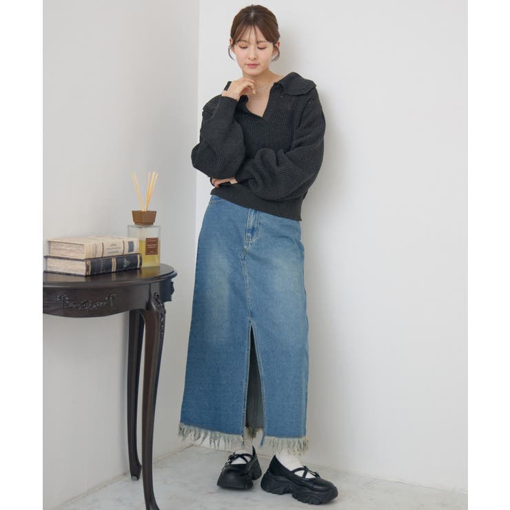 スカシ柄スキッパーニット | RETRO GIRL | 詳細画像10 