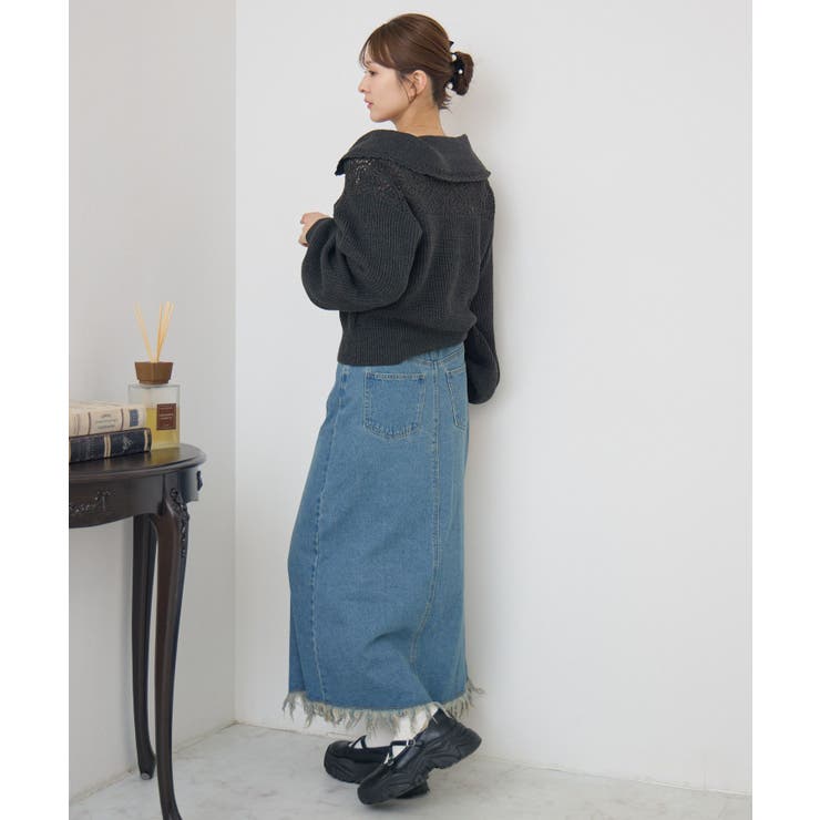 スカシ柄スキッパーニット | RETRO GIRL | 詳細画像12 