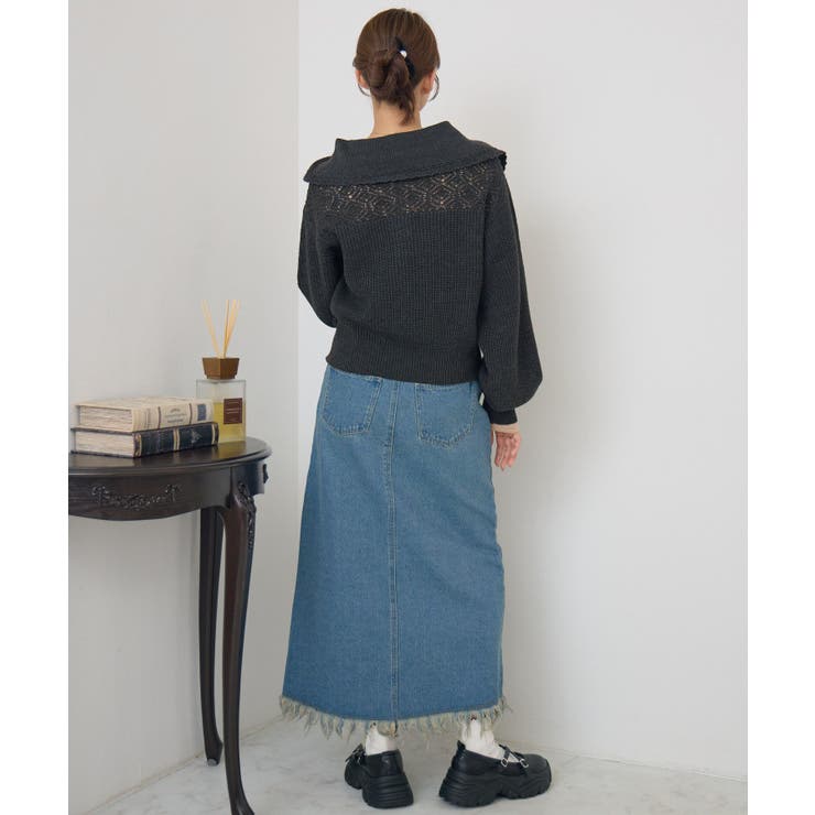 スカシ柄スキッパーニット | RETRO GIRL | 詳細画像13 