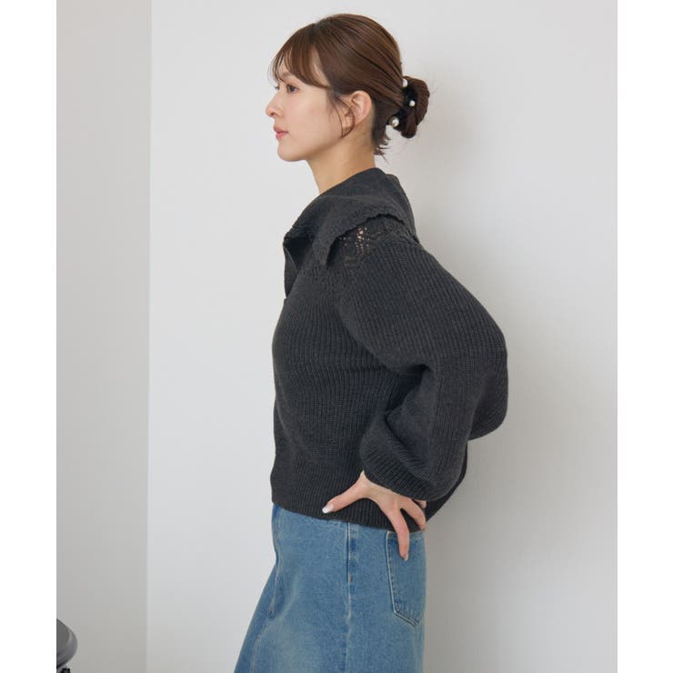 スカシ柄スキッパーニット | RETRO GIRL | 詳細画像16 