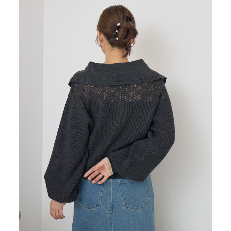 スカシ柄スキッパーニット | RETRO GIRL | 詳細画像17 