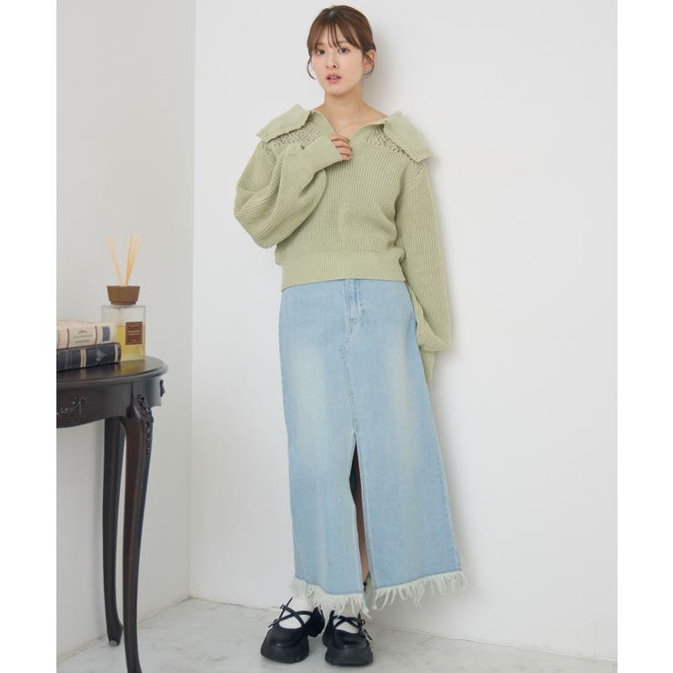 スカシ柄スキッパーニット | RETRO GIRL | 詳細画像18 