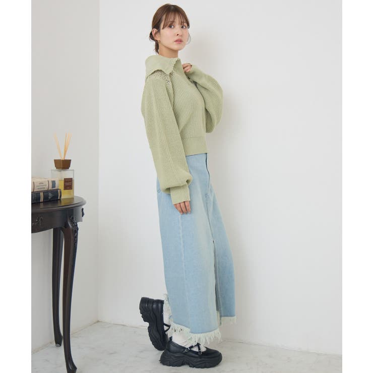 スカシ柄スキッパーニット | RETRO GIRL | 詳細画像19 