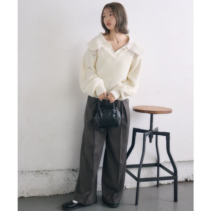 スカシ柄スキッパーニット | RETRO GIRL | 詳細画像2 