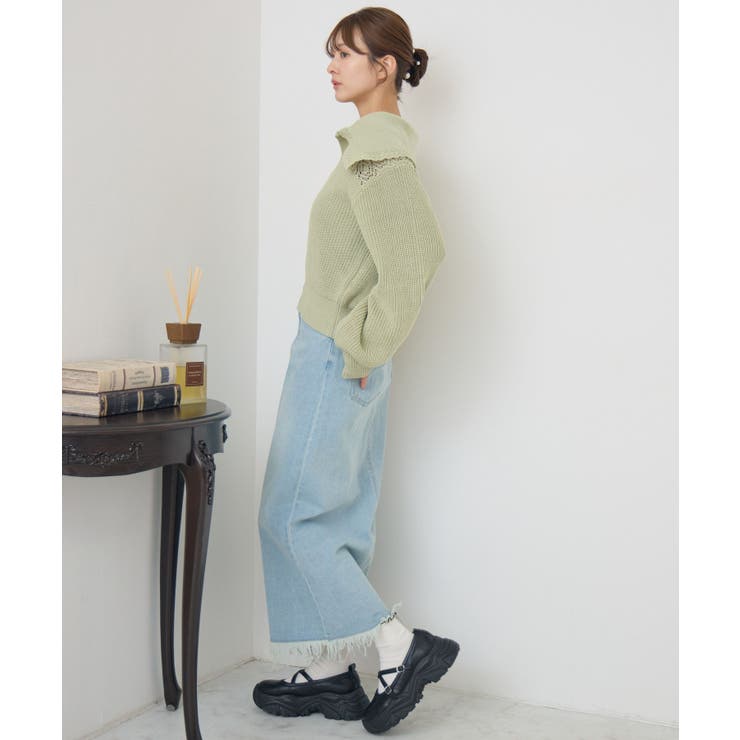 スカシ柄スキッパーニット | RETRO GIRL | 詳細画像20 