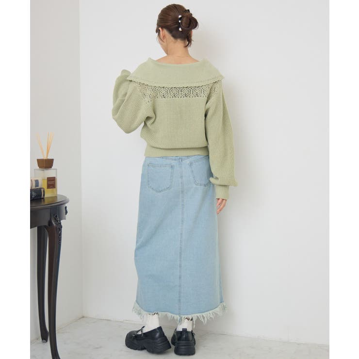 スカシ柄スキッパーニット | RETRO GIRL | 詳細画像21 