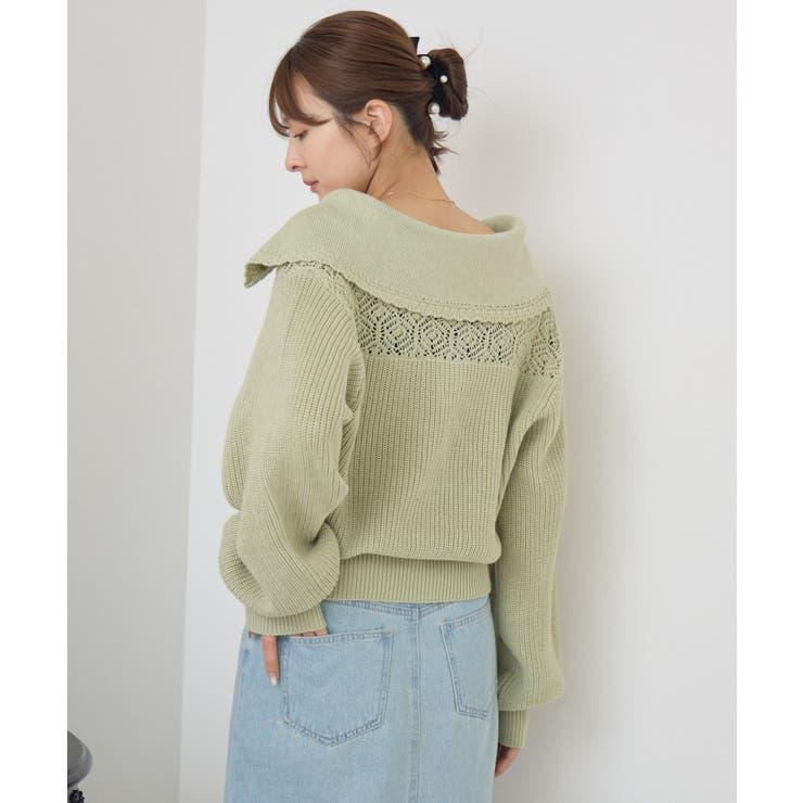 スカシ柄スキッパーニット | RETRO GIRL | 詳細画像25 