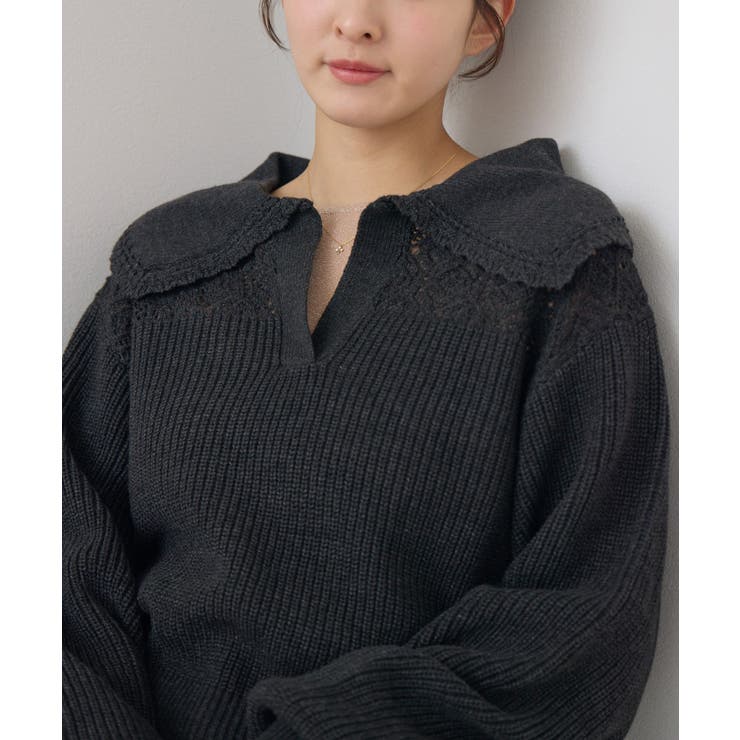 スカシ柄スキッパーニット | RETRO GIRL | 詳細画像26 