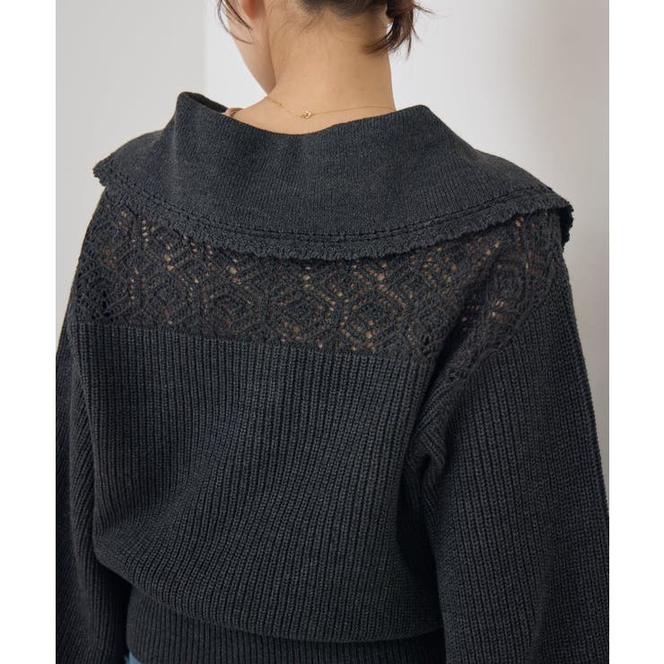 スカシ柄スキッパーニット | RETRO GIRL | 詳細画像28 