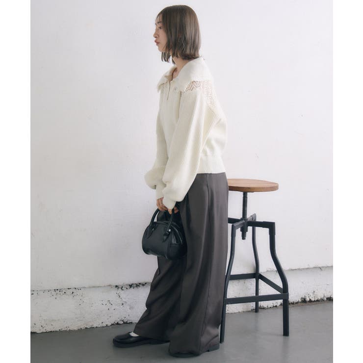 スカシ柄スキッパーニット | RETRO GIRL | 詳細画像4 