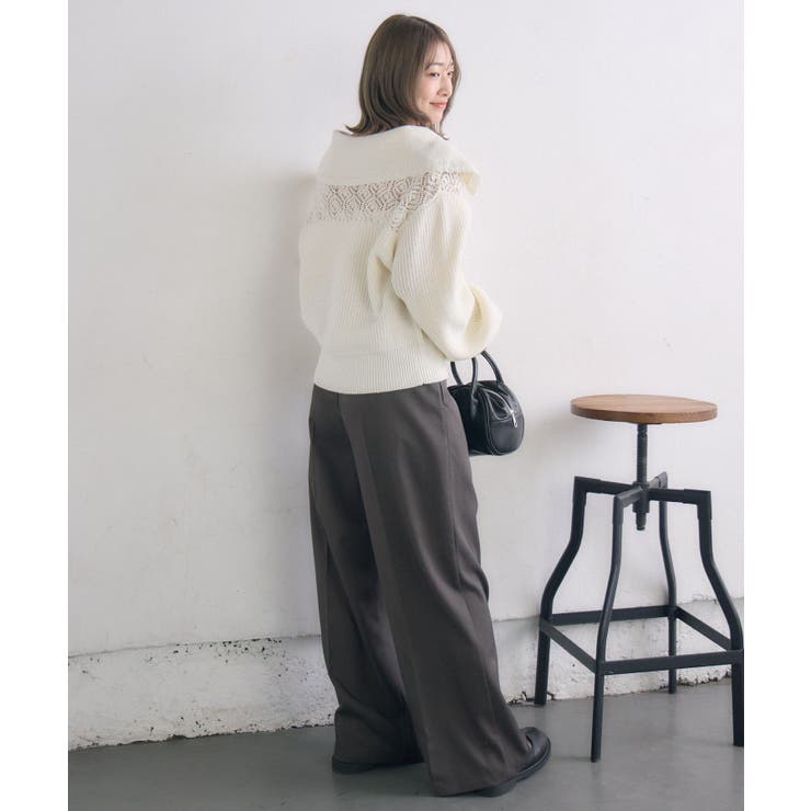 スカシ柄スキッパーニット | RETRO GIRL | 詳細画像5 