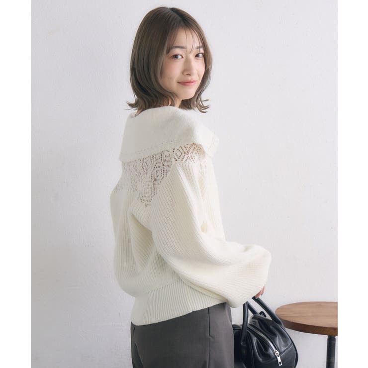 スカシ柄スキッパーニット | RETRO GIRL | 詳細画像7 