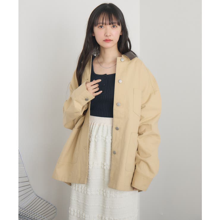 Fレザー襟カバーオール | RETRO GIRL | 詳細画像7 