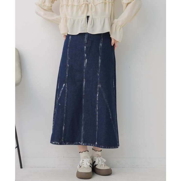 BLU0 | 箔プリントデニムSK | RETRO GIRL