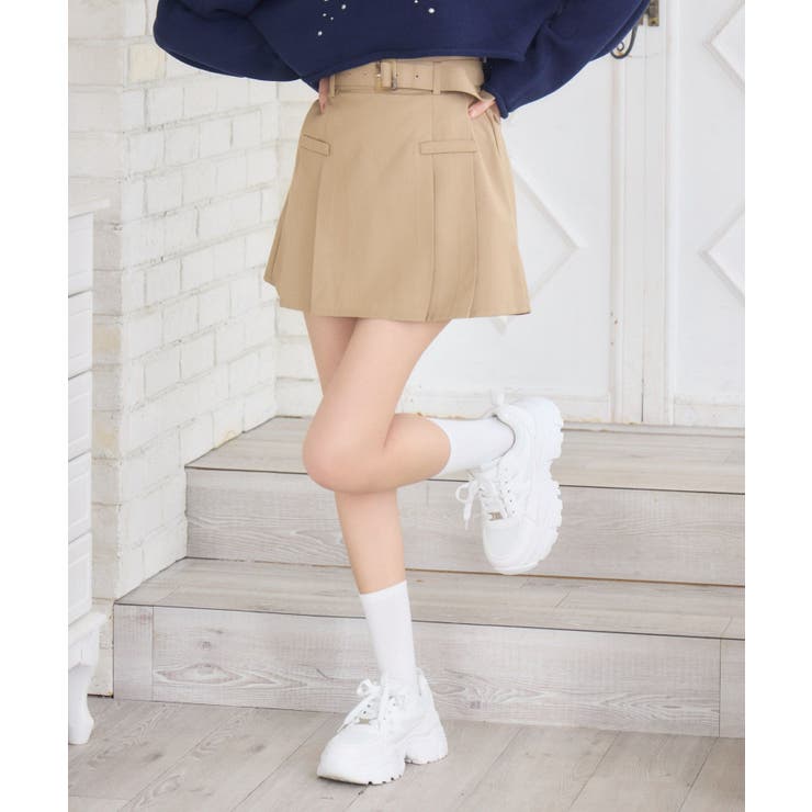 BEG0 | ベルト付プリーツスカート | RETRO GIRL