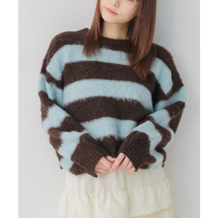 BRN0 | モヘアタッチボーダーNT | RETRO GIRL