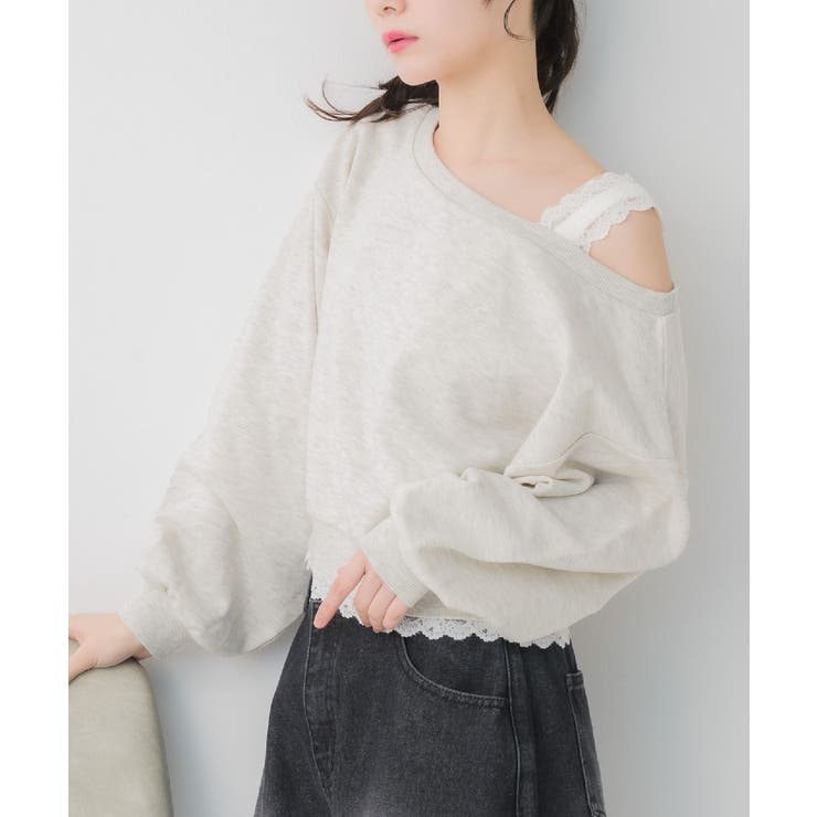 レース付ワンショルトレーナー | RETRO GIRL | 詳細画像1 