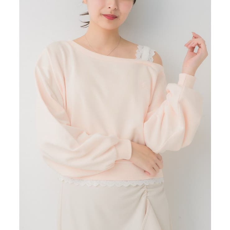 PNK0 | レース付ワンショルトレーナー | RETRO GIRL