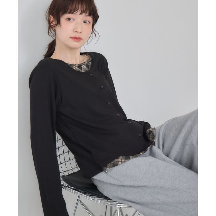 Fレイヤードクルーネックカーデ | RETRO GIRL | 詳細画像1 