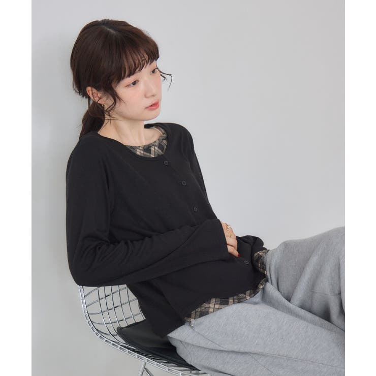 Fレイヤードクルーネックカーデ | RETRO GIRL | 詳細画像3 