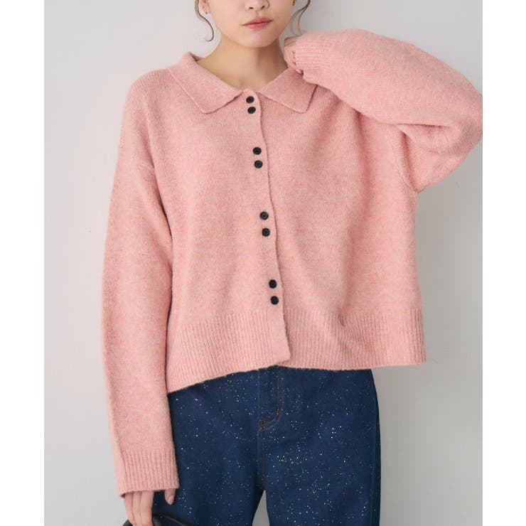 PNK0 | ダブルボタン襟付きカーデ | RETRO GIRL