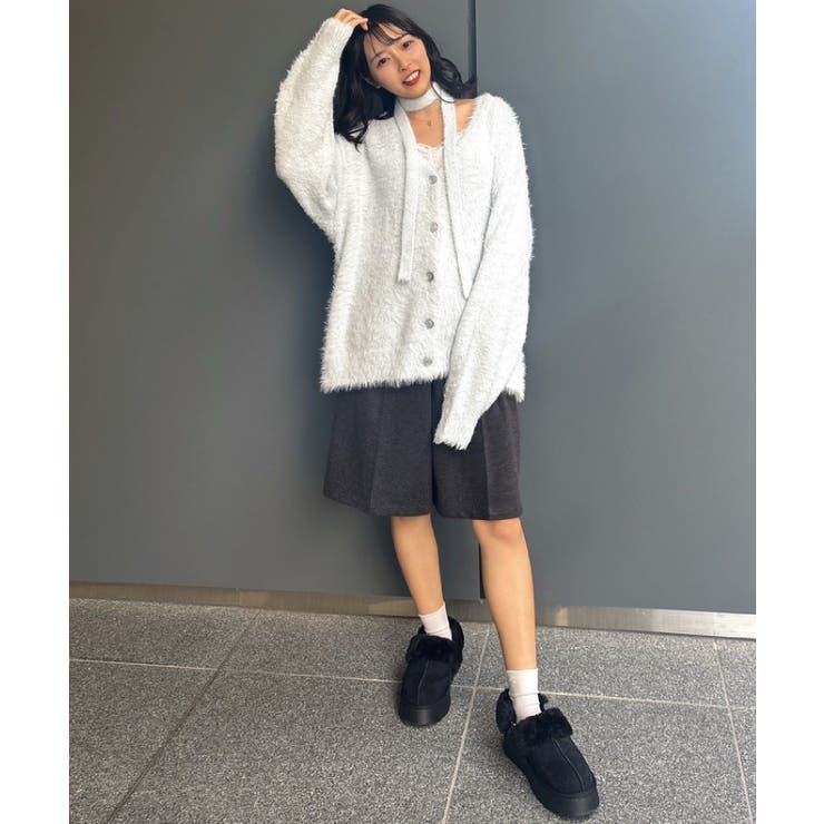 タイ付きシャギーカーデ | RETRO GIRL | 詳細画像3 