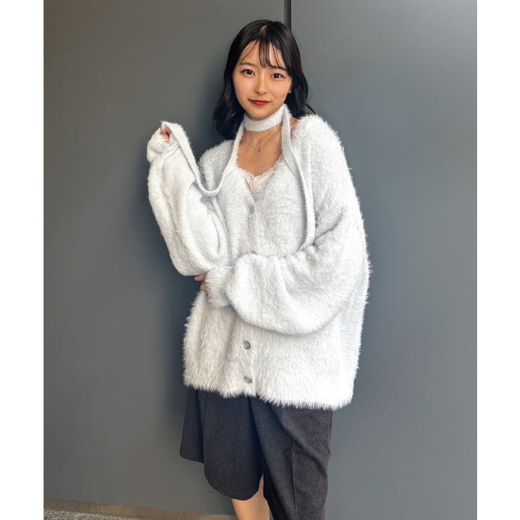 タイ付きシャギーカーデ | RETRO GIRL | 詳細画像8 