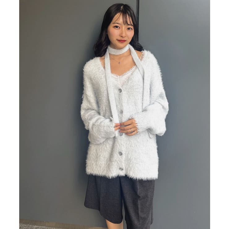 タイ付きシャギーカーデ | RETRO GIRL | 詳細画像9 