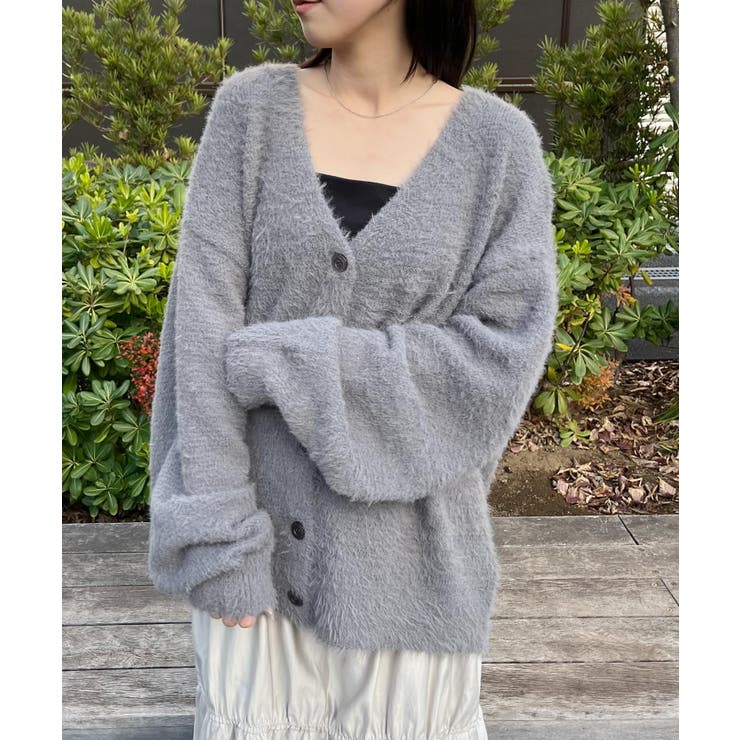 GRY0 | タイ付きシャギーカーデ | RETRO GIRL