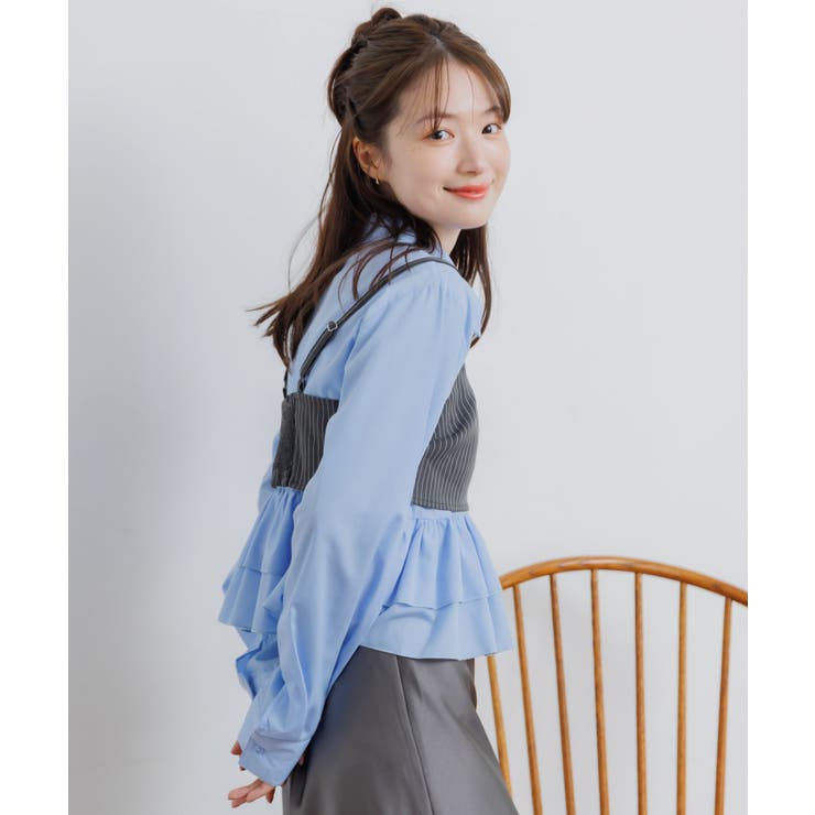 【セットアイテム】ストライプビスチェSETシャツ | RETRO GIRL | 詳細画像26 