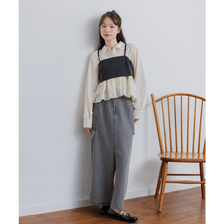 【セットアイテム】ストライプビスチェSETシャツ | RETRO GIRL | 詳細画像3 