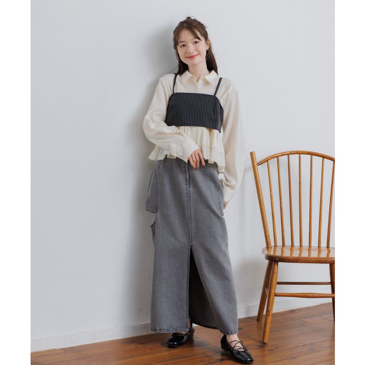 【セットアイテム】ストライプビスチェSETシャツ | RETRO GIRL | 詳細画像4 