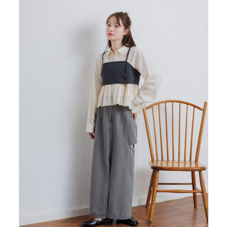 【セットアイテム】ストライプビスチェSETシャツ | RETRO GIRL | 詳細画像5 