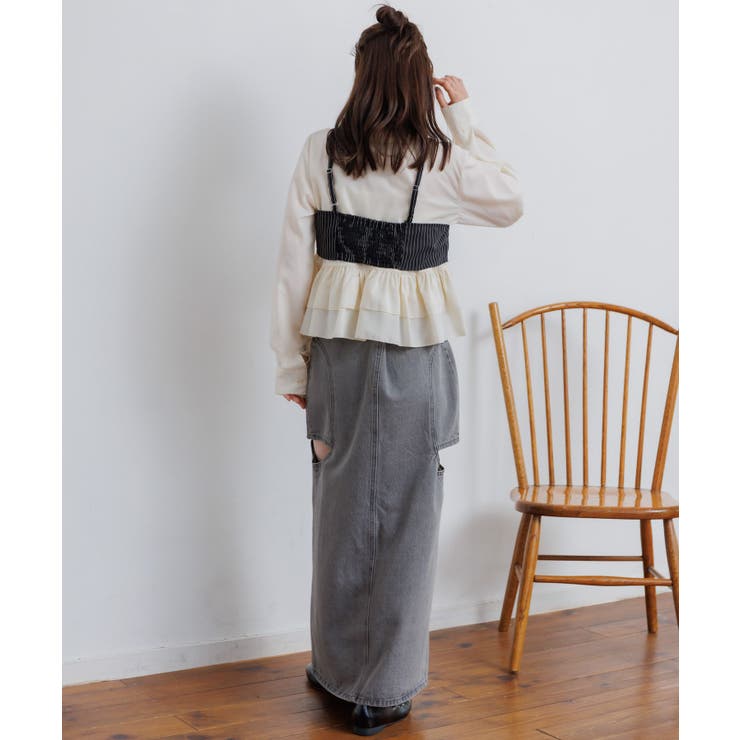 【セットアイテム】ストライプビスチェSETシャツ | RETRO GIRL | 詳細画像6 