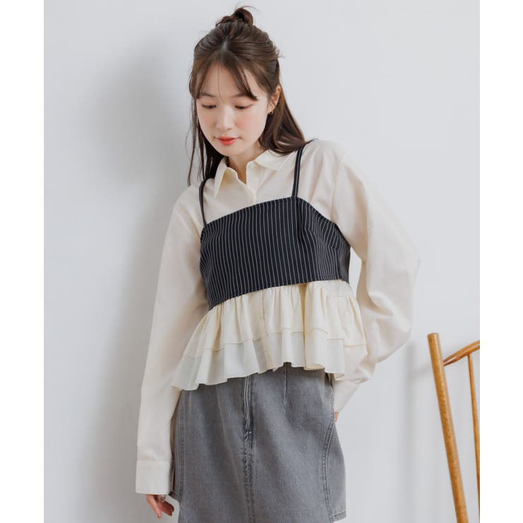 【セットアイテム】ストライプビスチェSETシャツ | RETRO GIRL | 詳細画像8 