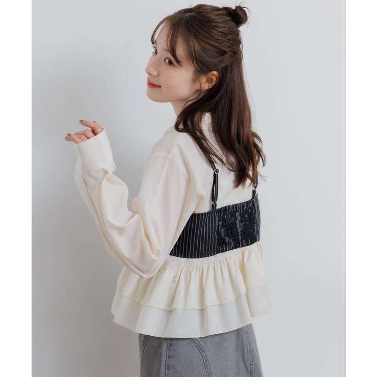 【セットアイテム】ストライプビスチェSETシャツ | RETRO GIRL | 詳細画像9 