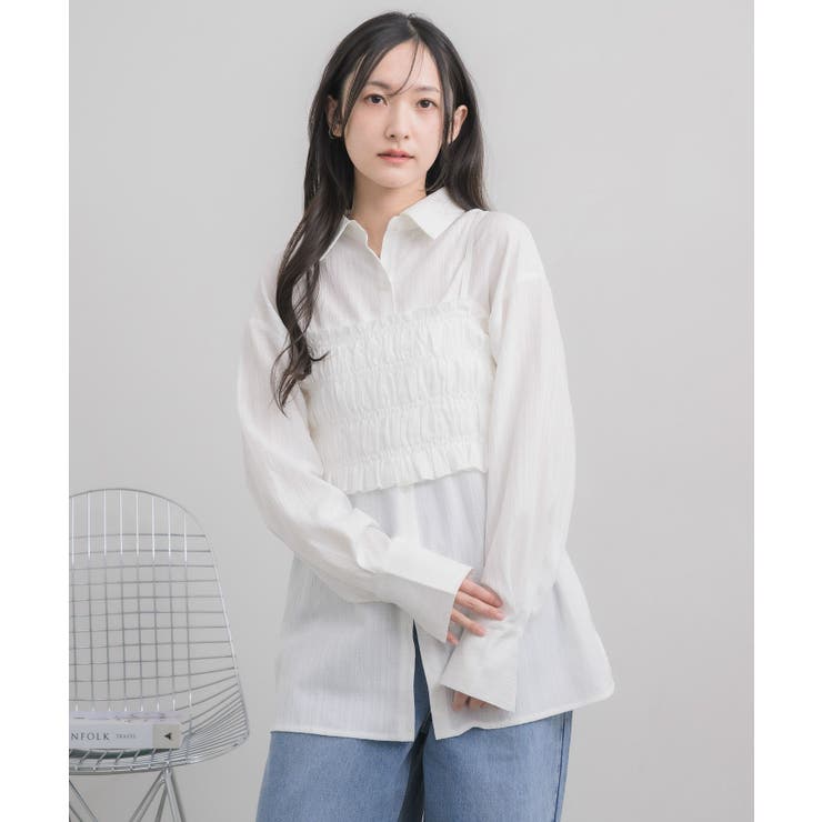 シャーリングキャミ×シャツSET | RETRO GIRL | 詳細画像2 