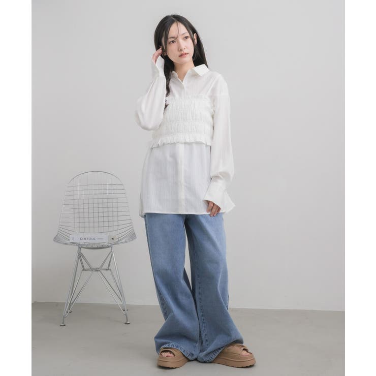 シャーリングキャミ×シャツSET | RETRO GIRL | 詳細画像6 