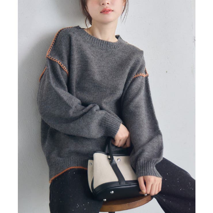 GRY2 | 配色ステッチニット | RETRO GIRL
